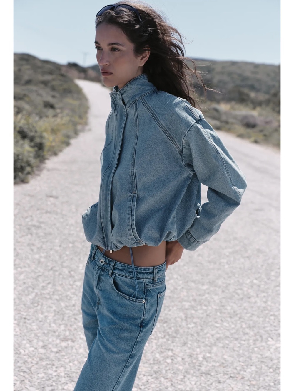 Zara Z1975 HIGH NECK DENIM BOMBER JACKET - Picture 4 of 11